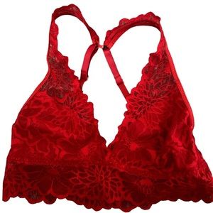 Pink Lace Bralette in Red Size Small‎